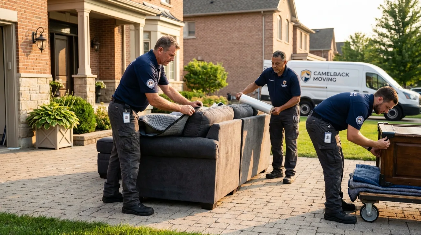Large estate moving crew wrapping furniture in Lavalette, WV